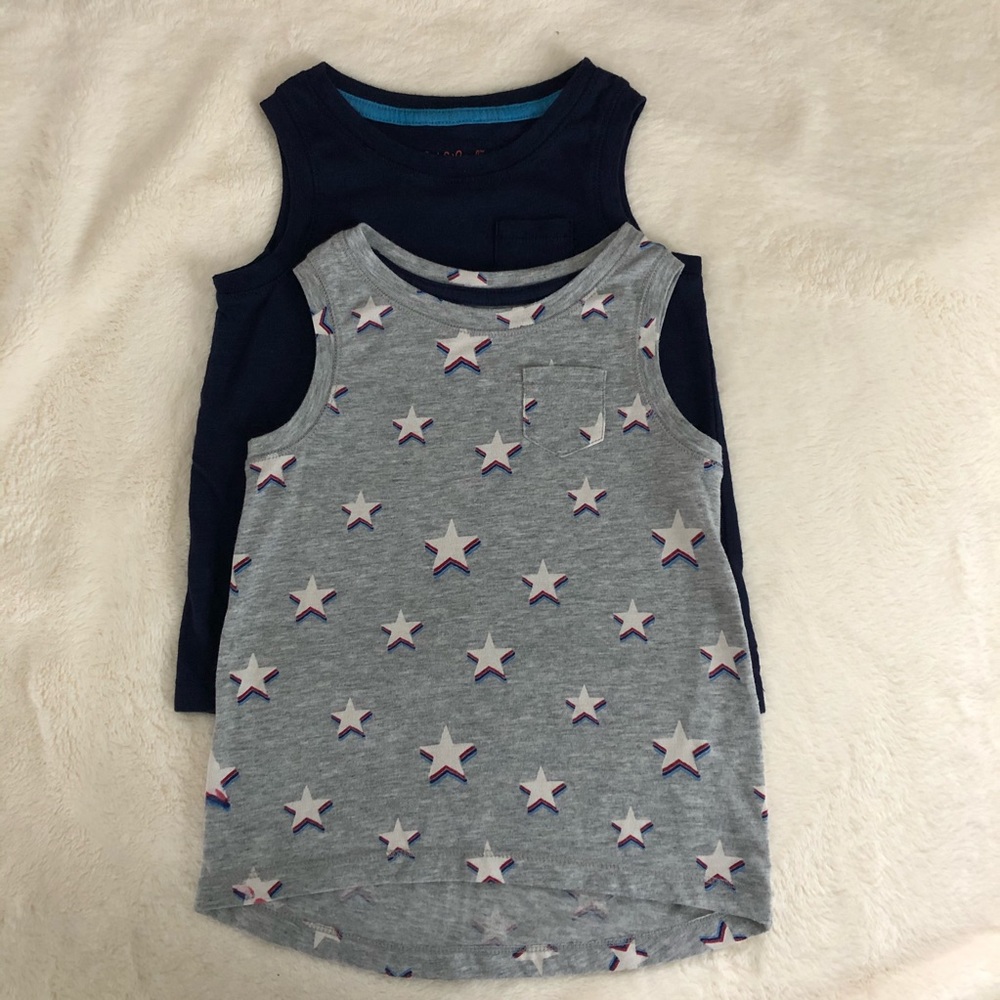 Cat & Jack 2 tank bundle NWOT navy + stars